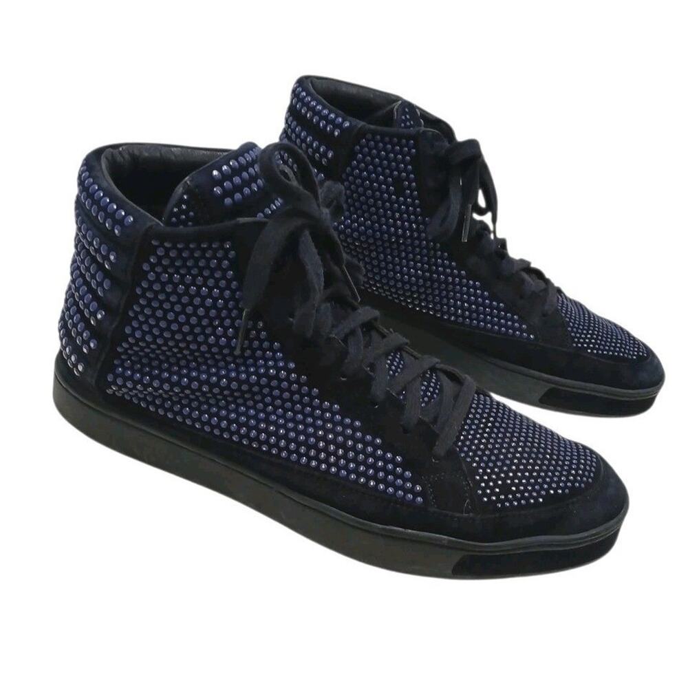 Gucci Coda Bead Dots High Top Sneakers Men 7.5 G Dark Blue Black LIMITED EDITION
